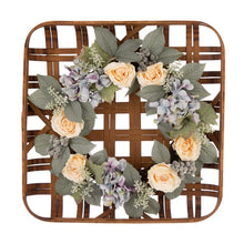 Load image into Gallery viewer, 22"D Hydrangea Rose Wreath with 24"L Bamboo Basket