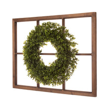Load image into Gallery viewer, 28"H Wooden Window Frame with 18"D Boxwood Wreath