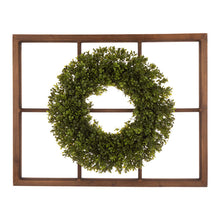 Load image into Gallery viewer, 28"H Wooden Window Frame with 18"D Boxwood Wreath