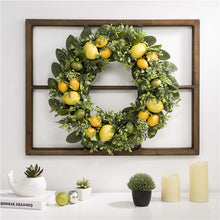 Load image into Gallery viewer, 28"H Wooden Window Frame with 22"D Greenery Lemon Wreath