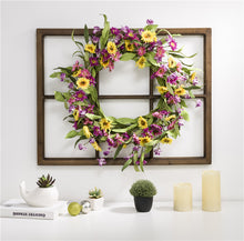 Load image into Gallery viewer, 28"H Wooden Window Frame with 24"D Artificial Chrysanthemum Wreath