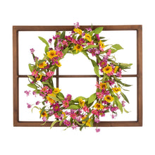 Load image into Gallery viewer, 28"H Wooden Window Frame with 24"D Artificial Chrysanthemum Wreath