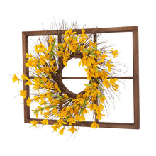 Load image into Gallery viewer, 28"H Wooden Window Frame with 24"D Artificial Winter Jasmine Wreath