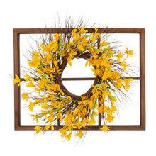 Load image into Gallery viewer, 28"H Wooden Window Frame with 24"D Artificial Winter Jasmine Wreath