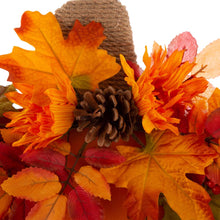 Load image into Gallery viewer, 20.28"H Fall Wooden Pumpkin with Floral Standing / Hanging Decor (Two Function)