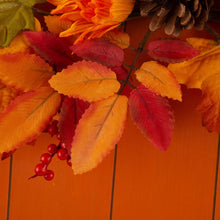 Load image into Gallery viewer, 20.28"H Fall Wooden Pumpkin with Floral Standing / Hanging Decor (Two Function)