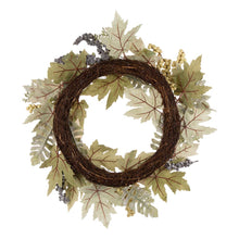Load image into Gallery viewer, 22"D Pumpkin Wreath with Green Leaf and Berries