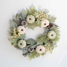 Load image into Gallery viewer, 22"D Pumpkin Wreath with Green Leaf and Berries