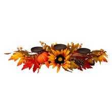 Load image into Gallery viewer, 24"L Metal Candle Holder or Centerpiece with Sunflower Floral