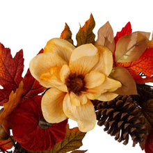 Load image into Gallery viewer, 22"D Blooming Magnolia Wreath with Velvet Pumpkin and Pinecone