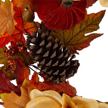 Load image into Gallery viewer, 22"D Blooming Magnolia Wreath with Velvet Pumpkin and Pinecone