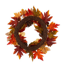 Load image into Gallery viewer, 22"D Blooming Magnolia Wreath with Velvet Pumpkin and Pinecone