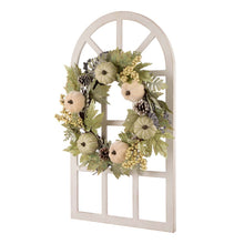 Load image into Gallery viewer, 22"D Pumpkin Wreath with 36"H Wooden Window Frame