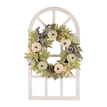 Load image into Gallery viewer, 22"D Pumpkin Wreath with 36"H Wooden Window Frame