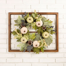 Load image into Gallery viewer, 22"D Pumpkin Wreath with 28"L Wooden Window Frame