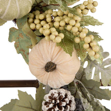 Load image into Gallery viewer, 22"D Pumpkin Wreath with 28"L Wooden Window Frame