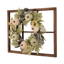 Load image into Gallery viewer, 22"D Pumpkin Wreath with 28"L Wooden Window Frame