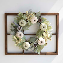 Load image into Gallery viewer, 22"D Pumpkin Wreath with 28"L Wooden Window Frame