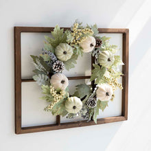 Load image into Gallery viewer, 22"D Pumpkin Wreath with 28"L Wooden Window Frame