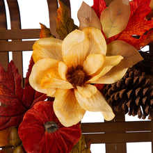 Load image into Gallery viewer, 22"D Blooming Magnolia Wreath With 24"L Bamboo Basket