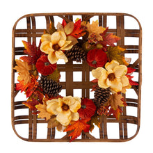 Load image into Gallery viewer, 22"D Blooming Magnolia Wreath With 24"L Bamboo Basket