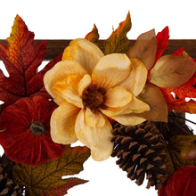 Load image into Gallery viewer, 22"D Blooming Magnolia Wreath with 28"L Wooden Window Frame