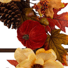 Load image into Gallery viewer, 22"D Blooming Magnolia Wreath with 28"L Wooden Window Frame