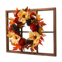 Load image into Gallery viewer, 22"D Blooming Magnolia Wreath with 28"L Wooden Window Frame