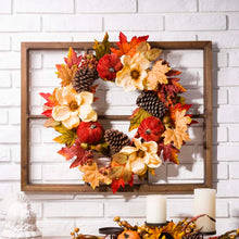 Load image into Gallery viewer, 22"D Blooming Magnolia Wreath with 28"L Wooden Window Frame