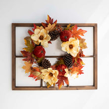 Load image into Gallery viewer, 22"D Blooming Magnolia Wreath with 28"L Wooden Window Frame