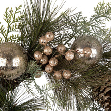 Load image into Gallery viewer, 24"D LED Pre-Lit Greenery Berry Holly Pine cone Silver Ornament Wreath