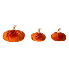 Load image into Gallery viewer, Orange Velvet Pumpkins Decor, Set of 3