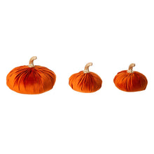 Load image into Gallery viewer, Orange Velvet Pumpkins Decor, Set of 3