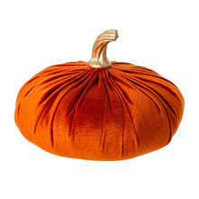 Load image into Gallery viewer, Orange Velvet Pumpkins Decor, Set of 3