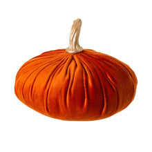 Load image into Gallery viewer, Orange Velvet Pumpkins Decor, Set of 3
