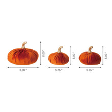 Load image into Gallery viewer, Orange Velvet Pumpkins Decor, Set of 3