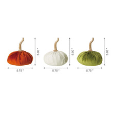 Load image into Gallery viewer, Orange/White/Green Velvet Pumpkins Decor, Set of 3