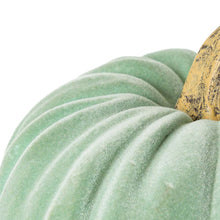 Load image into Gallery viewer, Mint Green Velvet/Resin Pumpkins Decor, Set of 3