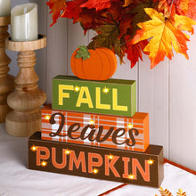 Load image into Gallery viewer, 12"H LED Lighted Fall Wooden Block Word Sign Decor