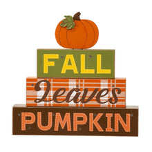 Load image into Gallery viewer, 12"H LED Lighted Fall Wooden Block Word Sign Decor