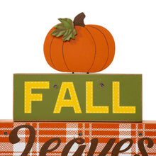 Load image into Gallery viewer, 12"H LED Lighted Fall Wooden Block Word Sign Decor