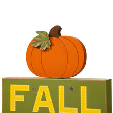 Load image into Gallery viewer, 12"H LED Lighted Fall Wooden Block Word Sign Decor