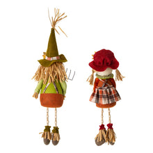 Load image into Gallery viewer, Fall Fabric Couple Scarecrow Shelf Sitter
