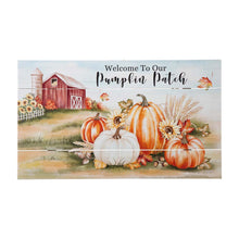 Load image into Gallery viewer, 24"L Fall Wooden "Welcome To Our Pumpkin Patch" Wall Sign Decor