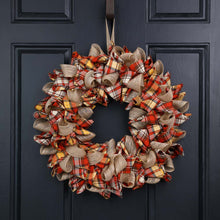 Load image into Gallery viewer, 18.5"D Fall Fabric Plaid Wreath