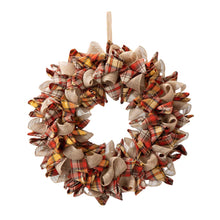 Load image into Gallery viewer, 18.5"D Fall Fabric Plaid Wreath