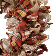Load image into Gallery viewer, 18.5"D Fall Fabric Plaid Wreath