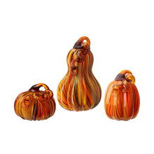Load image into Gallery viewer, S/3 Multi Striped Glass Pumpkin & Gourd Decor