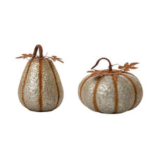 Load image into Gallery viewer, Rustic Galvanized Metal Pumpkin Decor, Set of 2