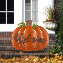 Load image into Gallery viewer, 29.72"H Fall Metal Pumpkin Yard Stake/Standing/Hanging Sign
